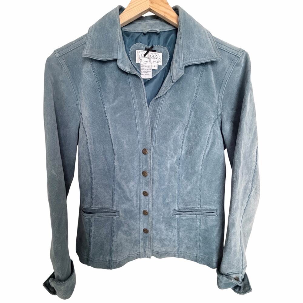 Lisa K Little Blue Leather Jacket Womens S